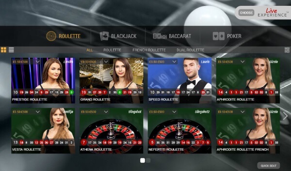 William Hill Live casino lobby