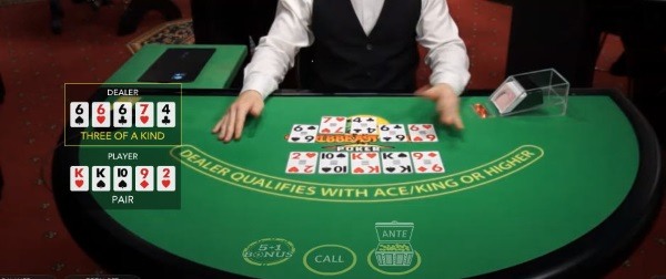 live Caribbean stud poker dealer wins