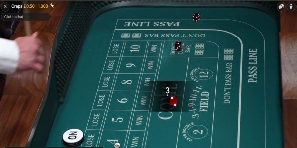 Craps Live Dice Result