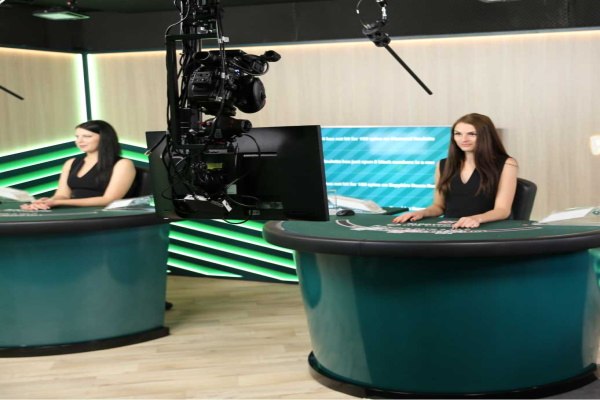 Studio monitor and Cameras in a live casino room